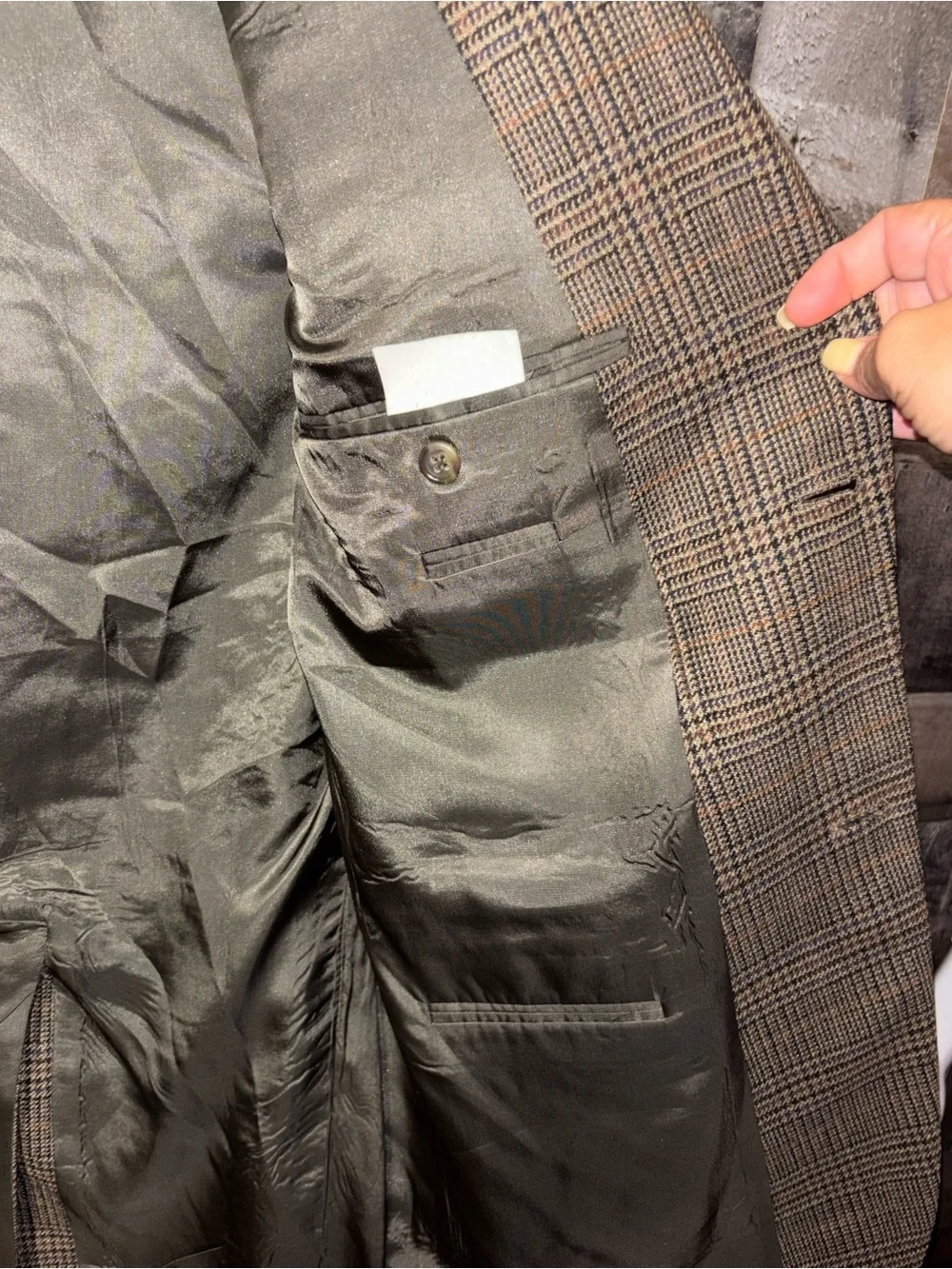 Botany 500 Tailored 100% Lambswool Men's Brown Glen Plaid Two-Button Sport Coat